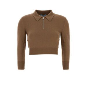 Prada Women Camel Cashmere Sweater
